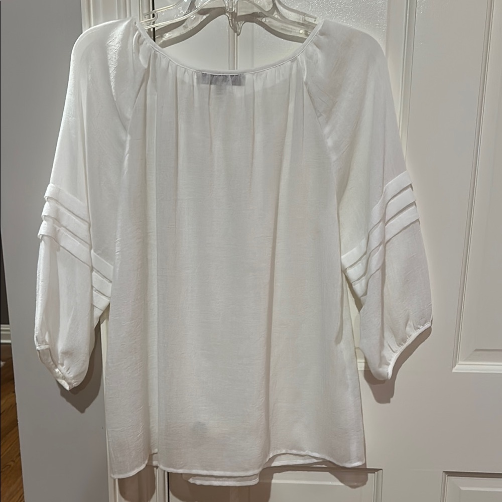 LOFT Sheer White Blouse - Picture 3 of 5